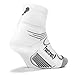 Feetures! Men's Elite Light Cushion Quarter, White + black, large