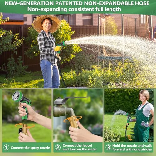 200 ft Garden Hose, Flexible Ultra Lightweight Durable Garden Hose, Kink-Free Water Hose with 10 Function Sprayer - Non-Shrinking Garden Hoses, Easy to Store,All-Weather, Car Washing Pipe Garden Hoses