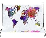 Lyly Country 7×5 FT Polyester Mottled Watercolor Maps Photography Backdrops Two Fish Art Studio Background Props LY060