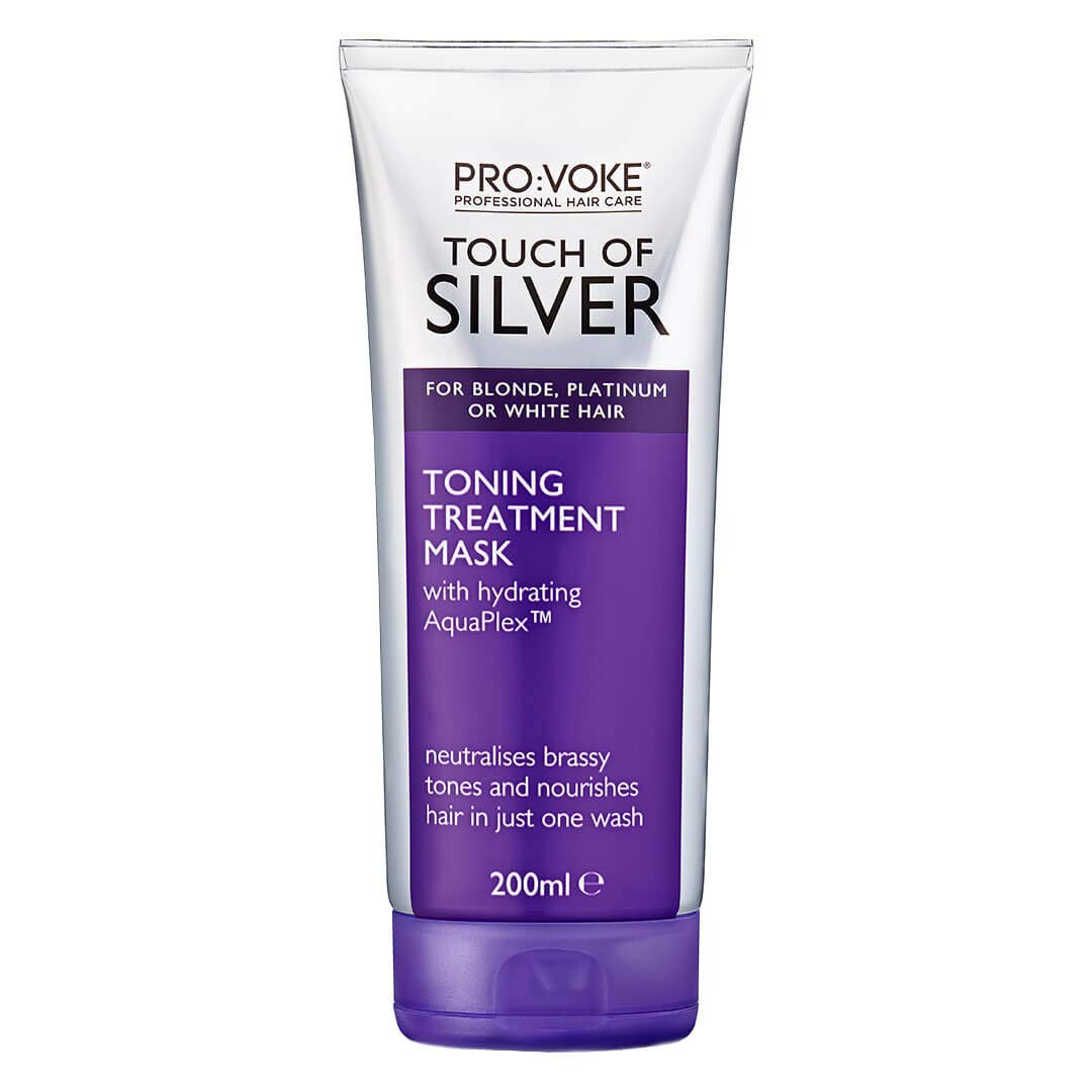 PROVOKE Touch of Silver Toning Treatment Mask 200ml | Purple Conditioner for Blonde, Platinum, White or Grey Hair | Purple Shampoo Alternative to Banish Brassy Tones, packaging may vary