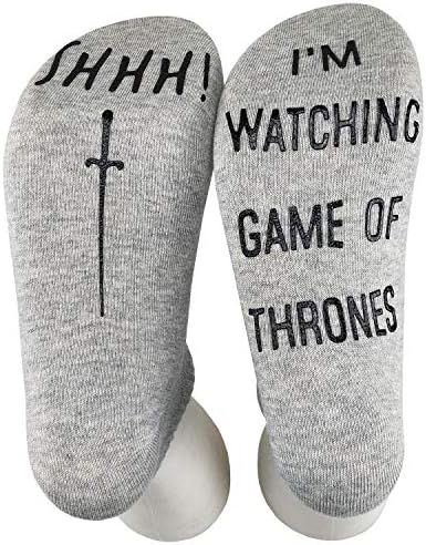 SHHH! I'M WATCHING Kintted Cotton Crew Socks Great Gifts for Game of Thrones lovers for Father's day Mother's Day