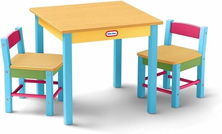 Little Tikes Deluxe Wooden Table Chairs Set Amazon Co Uk Toys Games