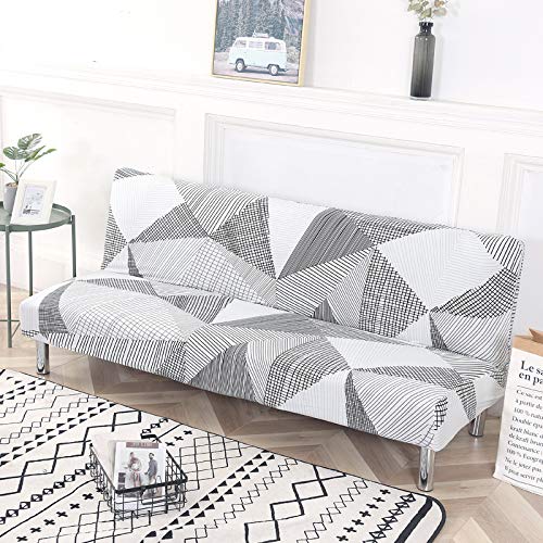 Mingfuxin Armless Sofa Bed Cover, Spandex Stretch Futon Slipcover Protector, Non-Slip Elastic Folding Couch Sofa Shield Fits for 2-3 Seater Folding Sofa Bed without Armrests (Mocha)