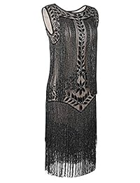 Vestido de la década de 1920 de PrettyGuide para mujer Vestido con aleta inspirada y flecos con cuentas vintage