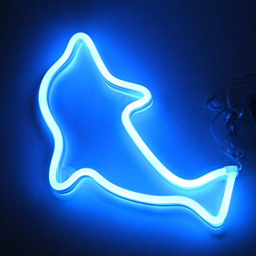 XIYUNTE Dolphin Neon Light Sign - LED Animal Neon Signs Battery and USB Operated Wall Decor Blue Signs Neon Lamps Bedside Table Lamps Light up Children's Bedroom,Indoor Decor for Christmas,Wedding