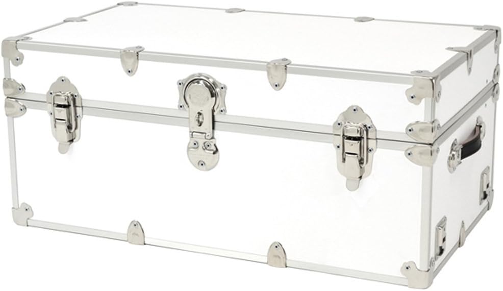Rhino Sticker College & Camp Trunk with Wheels & Tray - 32" L x 18" W x 14" H - White