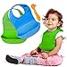 ASC Baby Roll Up Bibs with Pocket for Babies and Toddlers (Set of 2), Made from Waterproof Silicone and Anti-Bacterial Fabric with Bonus Cute Spoon