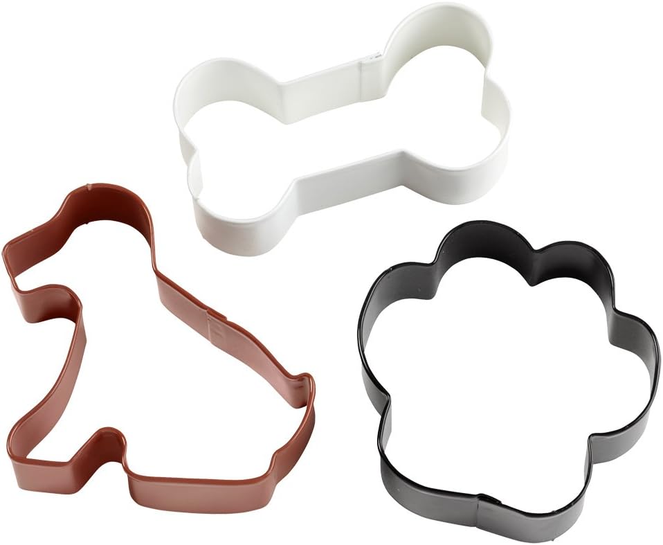 Wilton 23080246 Set of 3 Dog, Bone and Paw Print Cookie Cutter, One Size, Multicolored Amazon