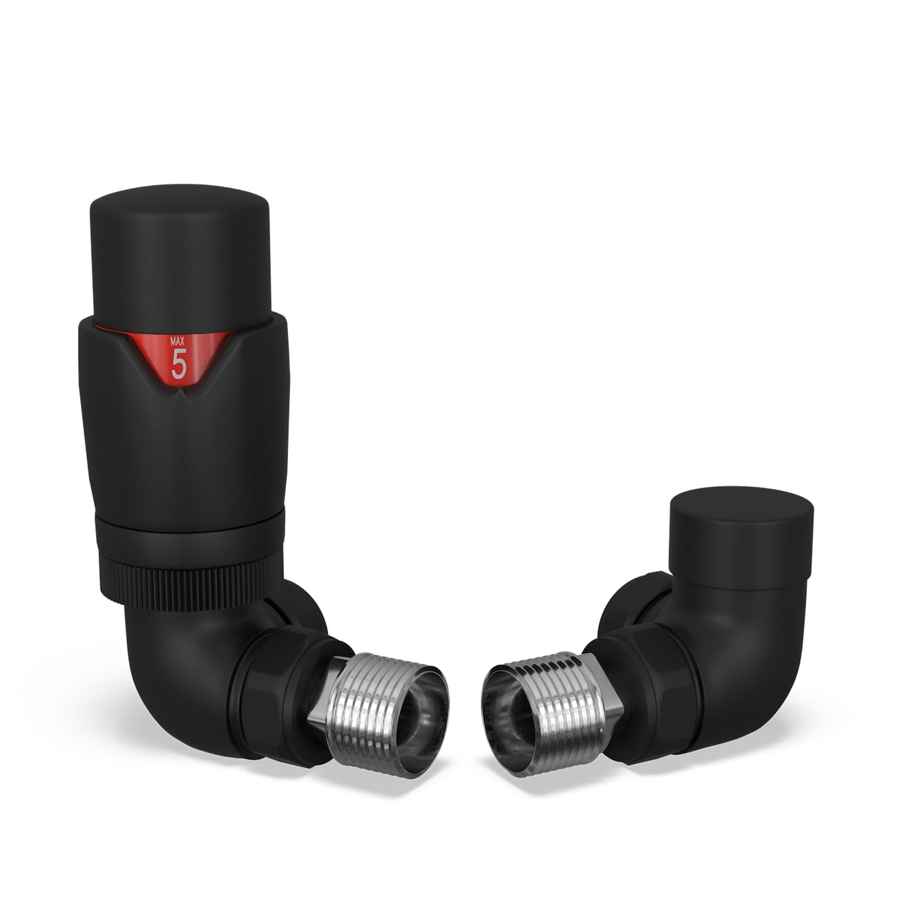 UK Radiators Thermostatic Radiator Valve (TRV) - 15mm Corner Lockshield - Textured Matt Black Colour - Energy Saving 1/2" x 15mm Brass Corner Valve