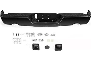 Rear Bumper Magickit, Compatible With Dodge RAM 1500/2500 (2009-2022), CH1103123 Sensor Holes Dual Exhaust, Black Steel Truck