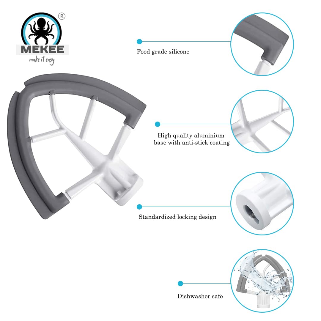 Flex Edge Beater for KitchenAid Mixer - Tilt-Head Stand Mixer 4.5-5 Quart KitchenAid paddle attachment - KitchenAid flex edge beater with Silicon Edge Bowl Scraper, Mixer Accessories & Attachments