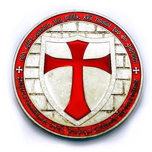 Commemorative Knights Templar Cross Masonic Mason Silver Coin Red Enamel With Case