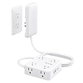 TROND Flat Outlet Cover Extender - 6FT Flat Extension Cord with 8 Outlet and 4 USB, Ultra-Thin Power Strip Cord Concealer wit