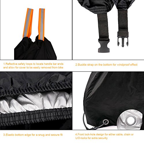 Toptrek Bicycle Cover, Waterproof 210T Oxford Fabric, High-Quality Bicycle Garage Tarpaulin, Waterproof 200 x 110 x 70 cm Bicycle Protective Cover with Bag