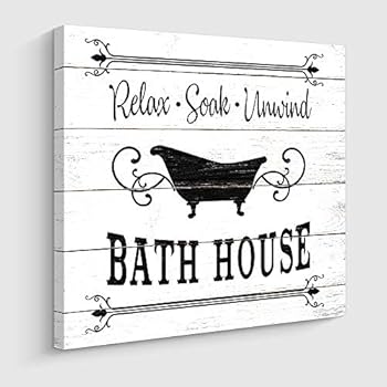 Bathroom Rules Sign Vintage Canvas Prints Bath House Signs Wall Art Decor Rustic Laundry Room Decor for Bathroom (12