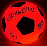 GlowCity Light Up LED Soccer Ball Blazing Red Edition|Glows in The Dark with Hi-Bright LED Lights - Size 5