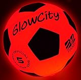 GlowCity Light Up LED Soccer Ball Blazing Red Edition|Glows in The Dark with Hi-Bright LED's