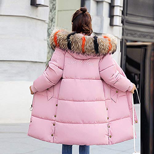vermers Women Winter Warm Faux Fur Hooded Thick Coat Overcoat - Womens Casual Slim Down Jacket Long Outwear Clothes(US:12/L, Pink)