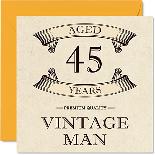 Vintage 45th Birthday Cards for Men, Aged 45 Years