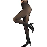 DancMolly Fleece Lined Tights Women Skin Color Warm Thermal Winter High Waist Leggings with Fuzzy Lining
