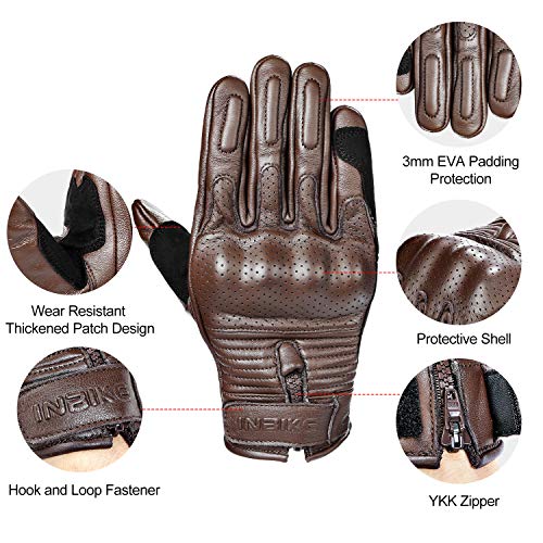 INBIKE Motorcycle Genuine Leather Gloves Men's Protective Motorbike