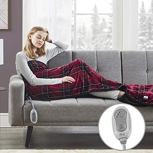 MP2 Heated Throw Blanket with Foot Pocket Plush Heated Blanket with