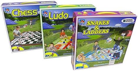 Set of 3 Jumbo Floor Board Games (Chess, Snakes & Ladders, and Ludo) by UM24