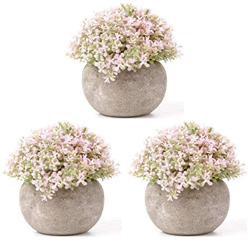 Eyands 3Pcs Pink Small Artificial Potted Plants For Plant Decor - Realistic Desk Plant, Mini Artificial Plants Fake Plant Artificial Plant For Home Decor Faux Plant Feaux