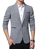 Benibos Mens Premium Casual One Button Blazer Slim Fit Coat Jacket (S, Light Grey)