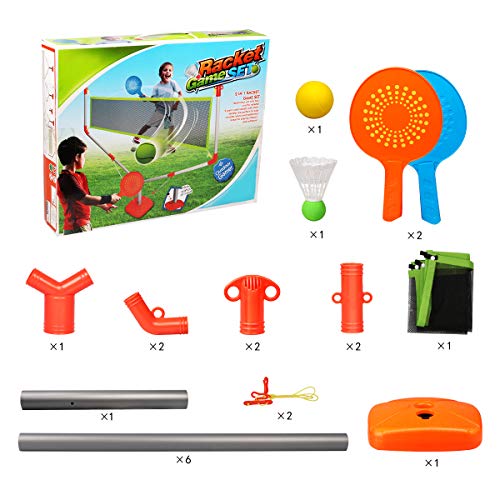 Duckura 2 in 1 Racket Game Set, Family Kids Badminton Tennis Net Outdoor Play, Christmas Toys Gifts for Boys Girls Adults - Thumbnail 6