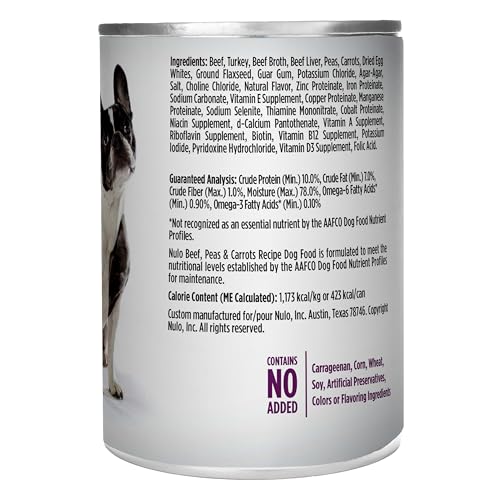 NULO GRAIN-FREE BEEF, PEAS & CARROTS RECIPE ADULT WET CANNED DOG FOOD, 13 OUNCE, 12 CANS
