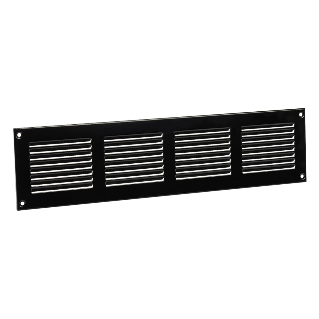 400x100mm / 16x4" inch Black Metal Air Vent Grille Cover with Insect Mesh - Ventilation Cover