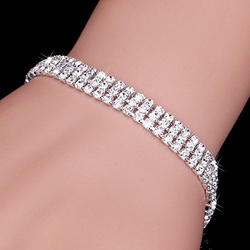Fashion Crystal Wedding Bracelets with Clasp (Triple Row)