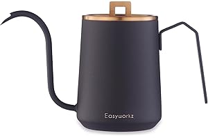 Easyworkz Gooseneck Kettle 600ml Stainless Steel Hand Drip Coffee Pot with Elongated Spout, Rose Gold