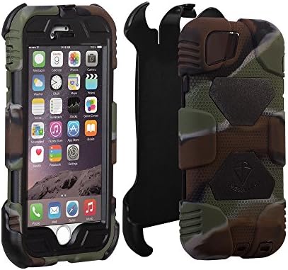 iPhone 6 Plus Case,Sakitam New Silicone Rubber Full Body Shockproof Anti-Rain Drop Resistance Tough Armor Cover with Screen Protector Kickstand for iPhone 6 Plus 5.5Inch- Army/Black