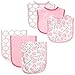 Hudson Baby Unisex Baby Cotton Bib and Burp Cloth Set, Flower, One Size