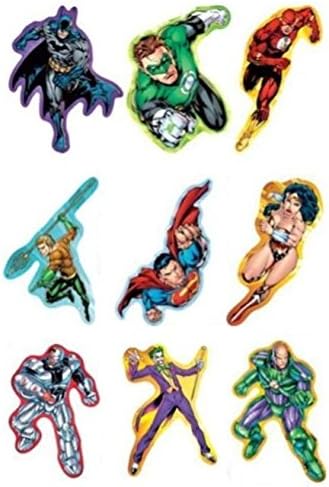 9 DC Comics Justice League Superheroes Stickers Batman Superman The Flash Green Lantern Wonder Woman Aquaman The Joker Lex Luthor Cyborg Action Poses Cartoon Sticker Set