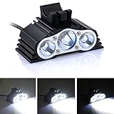 AGPtEK 3 LED CREE 2500 Lumens Waterproof Bike Cycling Bicycle Light Hand-free Headlamp HeadLight 4 Switch Mode with Rechargeable Battery/Charger For Camping Hiking Bicycling Riding