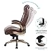 KADIRYA 500 lb High Back Bonded Leather Executive Office Chair Adjustable Recline Locking Mechanism,with Massage Computer Desk Chair,Thick Padding and Ergonomic Design for Lumbar Support,Brown