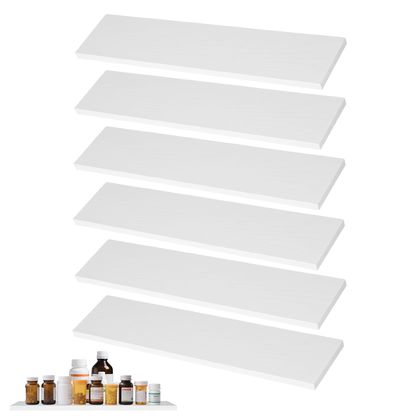 Photo 1 of EVERDIJ 6pcs Medicine Cabinet Shelf Replacement 13inch Wooden Medicine Cabinet Shelves Wooden Bathroom Cabinets Shelves for Living Room Bathroom Kitchen Wall Mounted Medicine Cabinets (White)