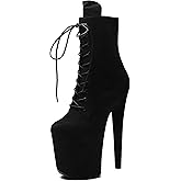 WUXIN H&P 8 Inch Pole Dance Boot Shoes, Exotic Stiletto Platform Heels