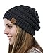 NYFASHION101 Unisex Multicolor Warm Cable Knit Thick Slouch Beanie Cap, Black/Charcoal Gray