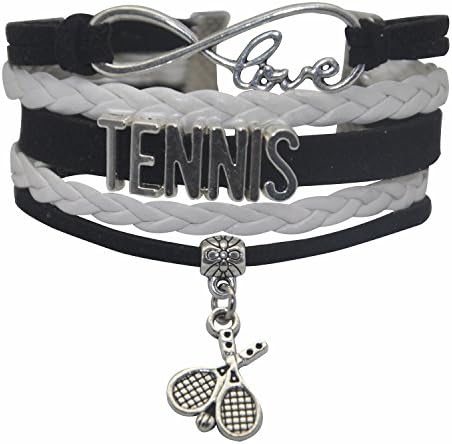 HHHbeauty Mens Womens Tennis Bracelet - White Black Tennis Charm Bracelet Gifts for Women, Men, Girls, Boys, Tennis Lovers, Tennis Themed Gifts