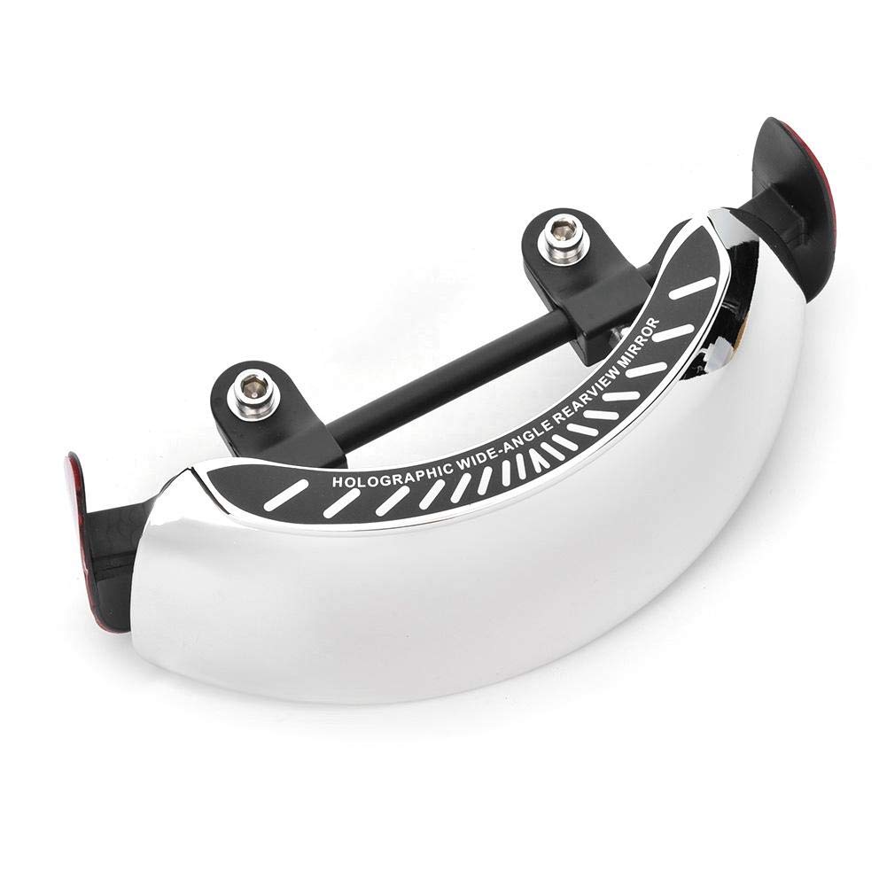 Motorcycle Rearview Mirror-180 degree safety rearview mirror-Duokon Motorcycle Holographic Rearview Mirror,Rear View Mirror Chromed 180 Ultra Wide Angle Central Windscreen Mount Universal