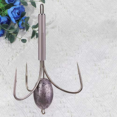 Abaodam 2 x faltbare Angelhaken mit drei Ankern, Haken mit Sinker, Angelzubehör (Silber) – Bild 3