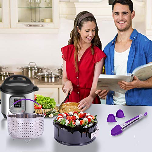 GINEVE 12-Piece Purple Pressure Cooker Accessories | Fits Instapot 6 qt & Insta pot 8 qt | Steamer Basket, Silicone Egg Bites Mold, Springform Pan, Silicone Gloves, FREE eBooK & Cooking Time Tables - Thumbnail 5