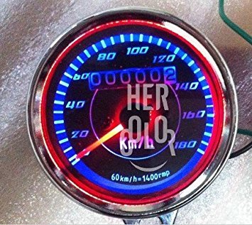 Motorcycle Classic Dual LED Odometer Speed Speedo Meter Gauge 60mm
