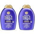 OGX Thick & Full + Biotin & Collagen Volumizing Shampoo for Thin Hair, Thickening Shampoo with Vitamin B7 & Hydrolyzed Wheat Protein, Paraben-Free, Sulfate-Free Surfactants, 13 fl oz (Pack of 2)