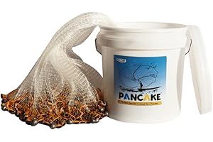 BasicGear Pancake Cast Net – Heavy-Duty 1.0+ lb/ft Weights, 4ft to 12ft Radius, Multiple Mesh Sizes, Pro Grade, Freshwater & Saltwater