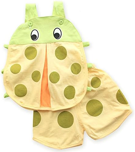 Baby Kids Boy Girl Summer Cool Tank Top Vest+shorts Ventilate Clothes Set (90cm(12-18m), Yellow)